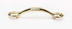 Alno Creations Classic Traditional 3-1/2" (89mm) Center to Center, Overall Length 5-1/4" Unlacquered Brass Cabinet Pull/Handle
