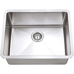 23" x 18" x 10" Stainless Steel Undermount Fabricated Kitchen Sink Single Bowl 16 Gauge, Elements Sink