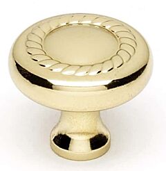 Alno Rope Design 1" (25.4mm) Diameter Round Mushroom Knob 7/8" (22mm) Projection in Polished Brass Finish