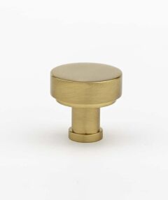 Alno Moderne Collection 1-1/8" (29mm) Diameter Round Flat Cabinet Knob in Satin Brass Finish