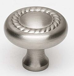 Alno Rope Design 1" (25.4mm) Diameter Round Mushroom Knob 7/8" (22mm) Projection in Satin Nickel Finish