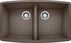 Blanco Performa 33" x 20" x 10" Equal Double Bowl, Undermount, Cafe Brown Silgranit Kitchen Sink