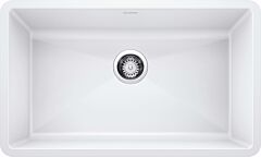 Blanco Precis 32" x 19" x 9-1/2" Super Single Bowl, Undermount, White Silgranit Kitchen Sink