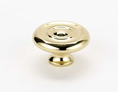 Alno Rope Collection 1-1/4" (32mm) Diameter Cabinet Mushroom Knob 5/8" (16mm) Base Diameter 1" (25.4mm) Projection, in Polished Brass Finish