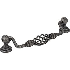 Zurich Style 5-1/32 Inch (128mm) Center to Center, Overall Length 5-15/16 Inch Distressed Antique Silver, Cabinet Pull/Handle