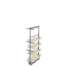 Chrome Solid Bottom Pantry Pullout Soft Close, 10-1/4 to 13-13/16 X 21-11/16 X 43-3/8 to 50-3/4 in