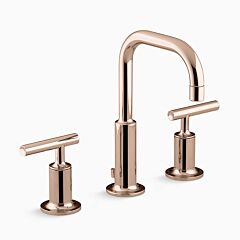 PURIST Widespread bathroom sink faucet with lever handles, 5-1/2" Spout Reach, Vibrant Rose Gold