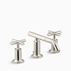 PURIST Widespread bathroom sink faucet with cross handles, 1.2 gpm, Vibrant Polished Nickel
