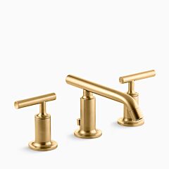 PURIST Widespread bathroom sink faucet with lever handles, 5" Spout Reach, Vibrant Brushed Moderne Brass