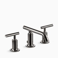 PURIST Widespread bathroom sink faucet with lever handles, 5" Spout Reach, Vibrant Titanium