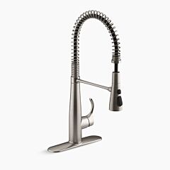 Simplice Semi-professional kitchen sink faucet with three-function sprayhead, Vibrant Stainless
