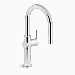 CRUE Pull-down kitchen sink faucet with three-function sprayhead, Polished Chrome