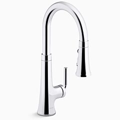 TONE Pull-down kitchen sink faucet with three-function sprayhead, Polished Chrome