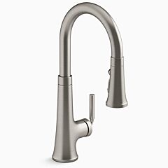 TONE Pull-down kitchen sink faucet with three-function sprayhead, Vibrant Stainless