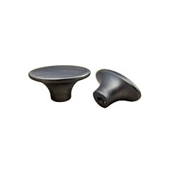 Oval Modern Style Satin Pewter Cabinet Hardware Knob, 1-7/8" (48mm) Overall Length