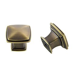 Charlotte Collection Traditional Style Antique Satin Brass Cabinet Hardware Knob, 1-1/4" (32mm) Overall Length