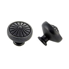 Traditional Style Deco Weathered Black Cabinet Hardware Knob, 1-1/4" (32mm) Diameter