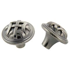 Traditional Style Rope Satin Pewter Cabinet Hardware Knob, 1-1/4" (32mm) Diameter