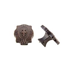 Traditional Style Deco Brushed Oil-Rubbed Bronze Cabinet Hardware Knob, 1-7/8" (48mm) Overall Length
