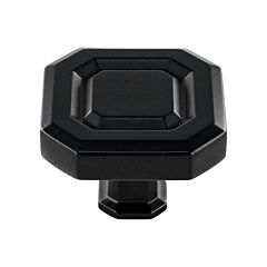 Monaco Collection Contemporary Style Matte Black Cabinet Hardware Knob, 1-3/4" (44mm) Overall Length