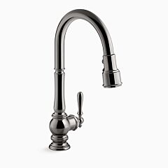 ARTIFACTS Pull-down kitchen sink faucet with three-function sprayhead, Vibrant Titanium