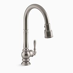 ARTIFACTS Pull-down kitchen sink faucet with three-function sprayhead, Vibrant Stainless