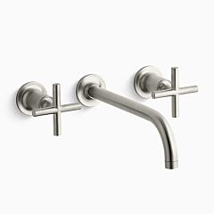 PURIST Widespread wall-mount bathroom sink faucet trim with cross handles, 1.2 gpm, Vibrant Brushed Nickel