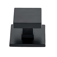 Transitional 1-25/32" (45.5mm) Overall Length Flat Black, Square Cabinet Door Knob