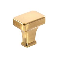 Transitional 1-3/16" (30.5mm) Overall Length, Aurum Brushed Gold, Rectangular Metal Cabinet Door Drawer Knob