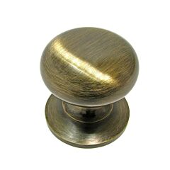 Traditional 1-7/32" (31mm) Overall Diameter, Rustic Brass Mushroom Cabinet Door Knob