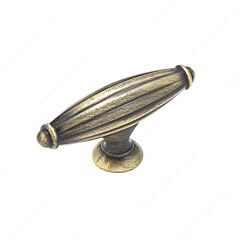 Melon Style Rustic Brass Cabinet Hardware Knob, 2-9/16 (65mm) Inch Overall Length