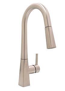 Ellery Contemporary Square Styled Pull-Down Kitchen Faucet, PVD Satin Nickel