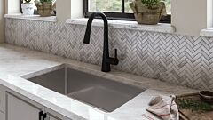 Ellery Contemporary Square Styled Pull-Down Kitchen Faucet, Matte Black