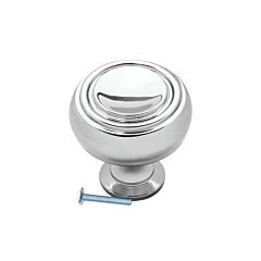 Round Metal Button Chrome Kitchen Cabinet Drawer Knob 1-5/16"