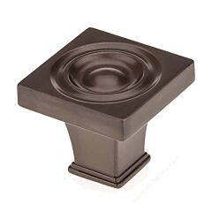 Transitional 1-3/16" (30.5mm) Overall Length, Maple Bronze, Square Art Deco Metal Cabinet Door Drawer Knob