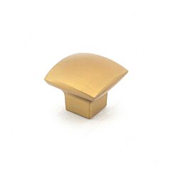 Contemporary Metal Knob 1-7/32" (31mm) Overall Length Aurum Brushed Gold Square Cabinet Door Knob