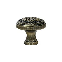 Royal Floral Style, Rustic Brass Cabinet Hardware Knob, 1-1/4 Inch Diameter (Knobs)