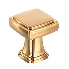 Transitional 1-1/8" (29mm) Overall Length, Aurum Brushed Gold, Square Metal Cabinet Door Drawer Knob