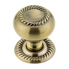 Braided Rope Style Brass Cabinet Hardware Knob, 1-1/4" (32mm) Inch Overall Length
