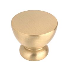 Contemporary 1-1/32" (26mm) Overall Diameter Brushed Gold, Levelled Top Mushroom Cabinet Door Knob