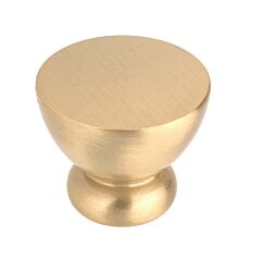 Contemporary 1-1/4" (32mm) Overall Diameter Brushed Gold, Levelled Top Mushroom Cabinet Door Knob