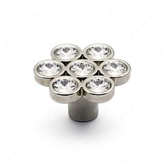Swarovski Crystal Flower Style Clear and Chrome Cabinet Hardware Knob, 1-7/8 (48mm) Inch Overall Length