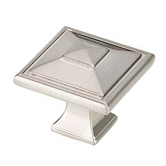 Transitional 1-1/2" (38mm) Overall Length Brushed Nickel, Beveled Pyramid Cabinet Door Knob