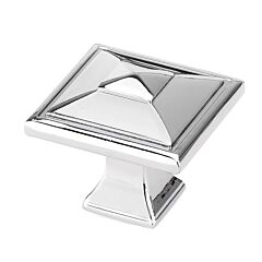 Transitional 1-1/2" (38mm) Overall Length Polished Nickel, Beveled Pyramid Cabinet Door Knob