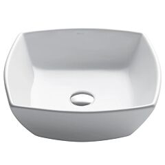 Kraus Elavo Square Vessel White Porcelain Ceramic Bathroom Sink, 16-1/2" (419.5mm)