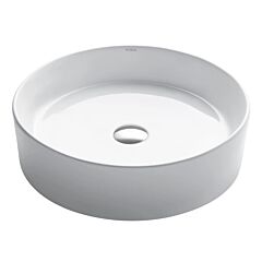 Kraus Elavo Round Vessel White Porcelain Ceramic Bathroom Sink, 18" (457mm)