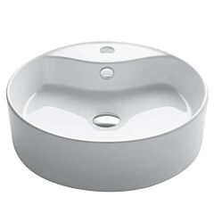 Kraus Elavo Round Vessel White Porcelain Ceramic Bathroom Sink with Overflow, 18" (457mm