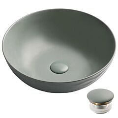 Kraus Round Vessel 16-1/2" (419.5mm) Ceramic Bathroom Sink in Gray w/ Pop Up Drain