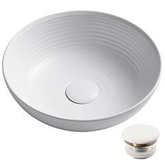 Kraus Round Vessel 13" (330mm) Ceramic Bathroom Sink in White w/ Pop Up Drain