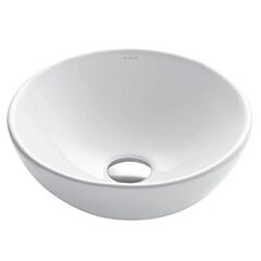 Kraus Elavo Round Vessel White Porcelain Ceramic Bathroom Sink, 14" (356mm)